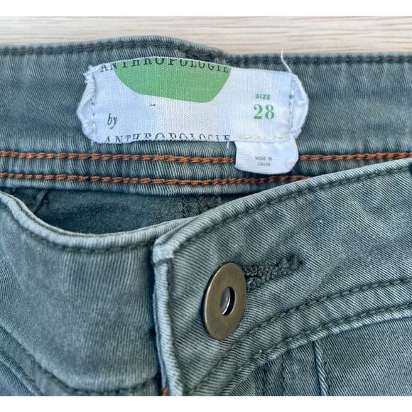 ANTHROPOLOGIE Pants Fashionable Denim Jeans Stylish Pocket‎ Women Green SIZE 28 - Picture 3 of 6